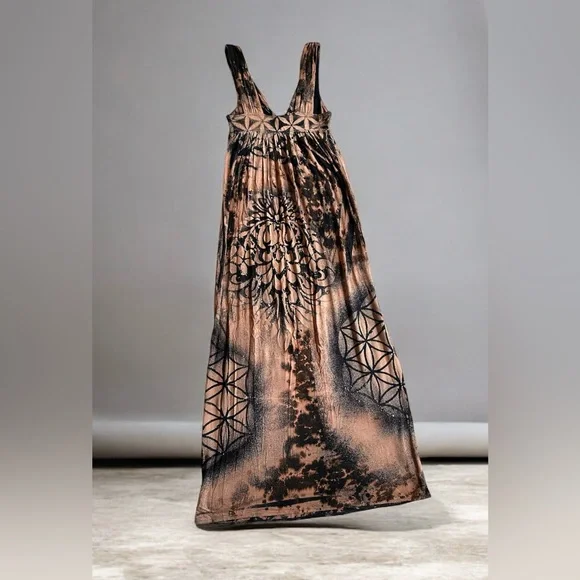 Boho Tye-Die Maternity Maxi Dress with flower of life - Picture 2 of 2